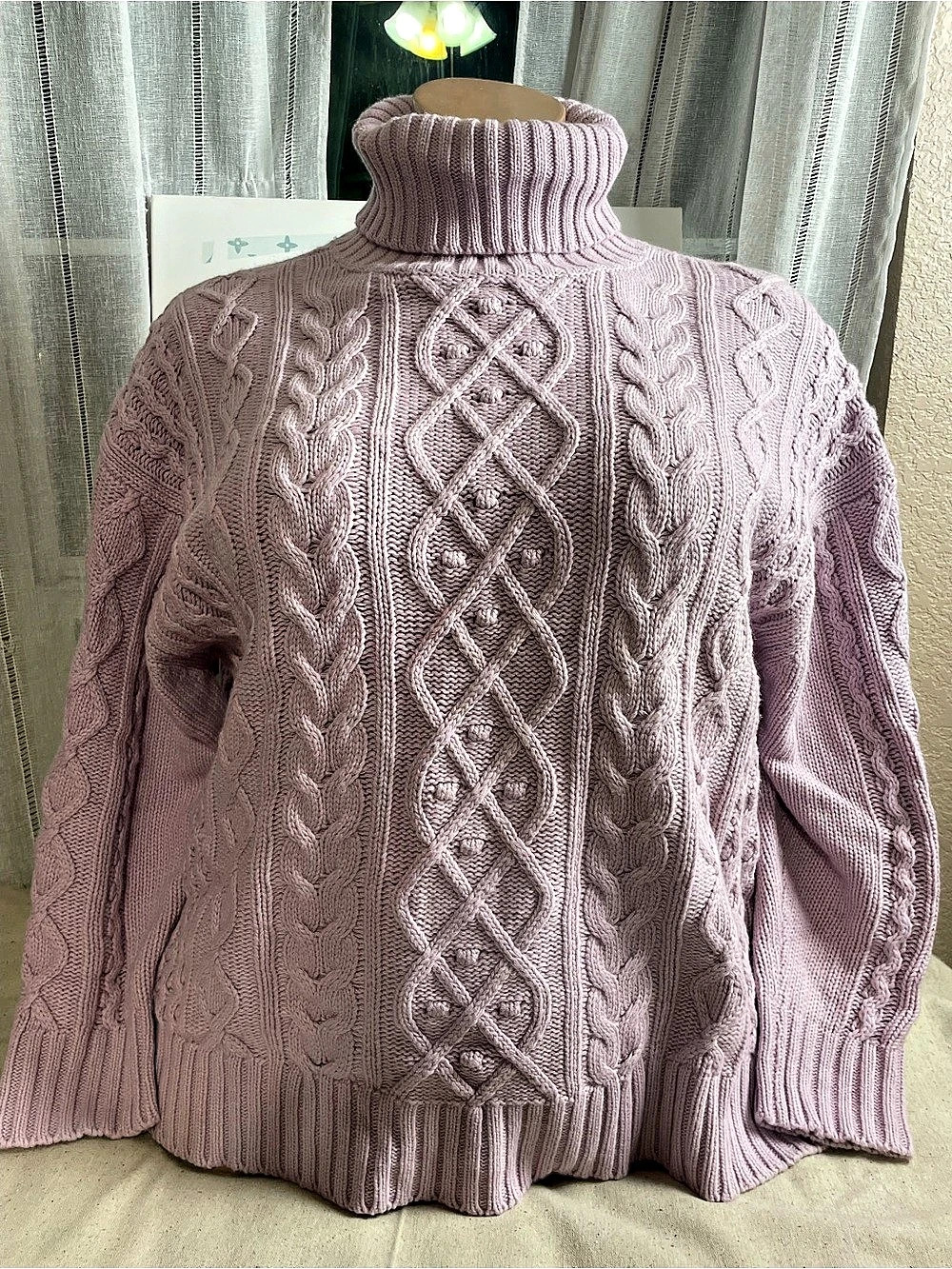 Tuckernuck Cable Knit Turtleneck Pink XXL Like New